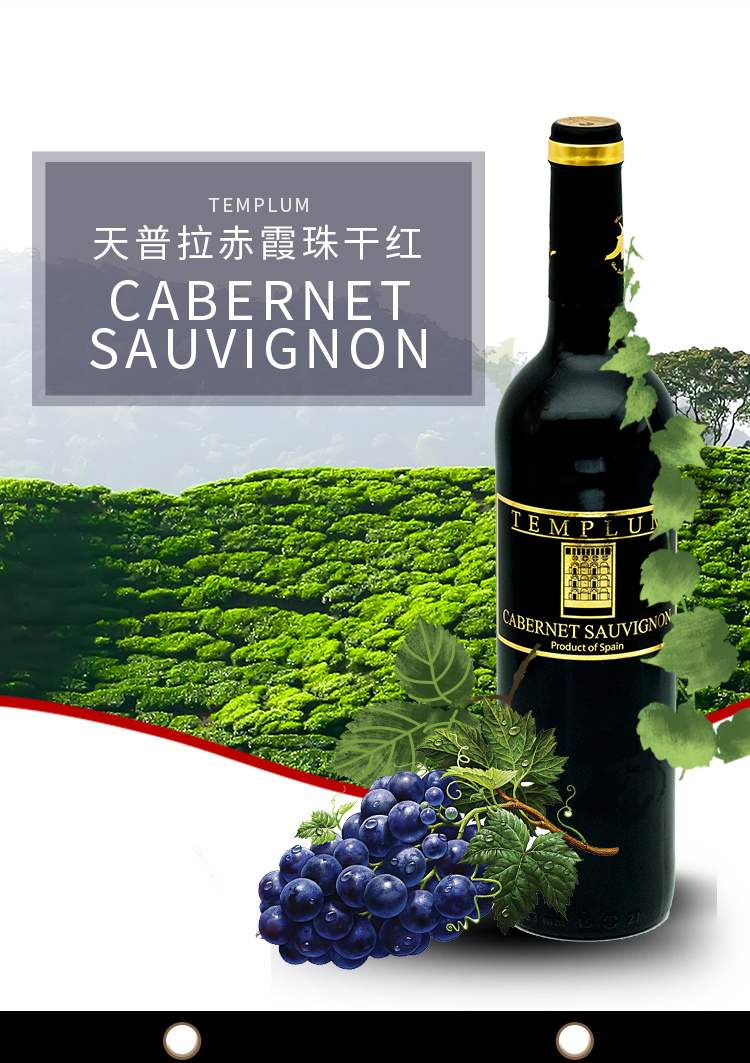 西班牙原瓶进口,Templum天普拉 赤霞珠干红葡萄酒 750ml 29元包邮 值值值-买手聚集的地方