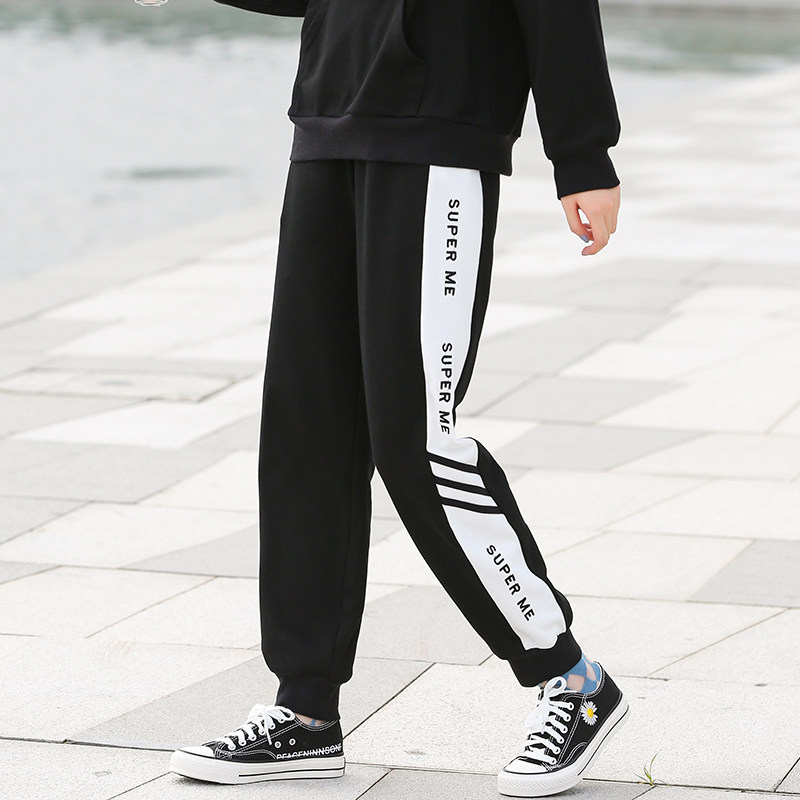 Can point girl sweatpants High school junior high school students autumn loose Wei pants bundle feet wild casual Korean version of the long pants