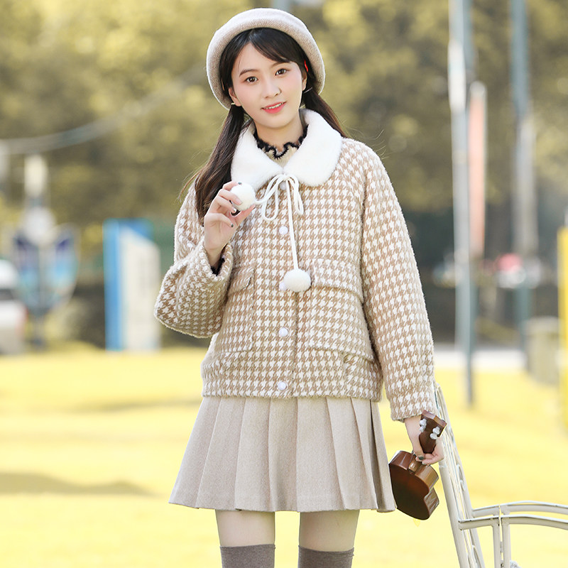 Winter imitation water minke suede jacket teenage girl child coat small sub short fur wow high school junior high school student winter clothing thickness