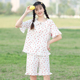 Cô gái đồ ngủ mùa hè ngắn tay quần short bông hai mảnh thiết lập Hàn Quốc phiên bản cao lớn học sinh trung học dễ thương sân quần áo nhà