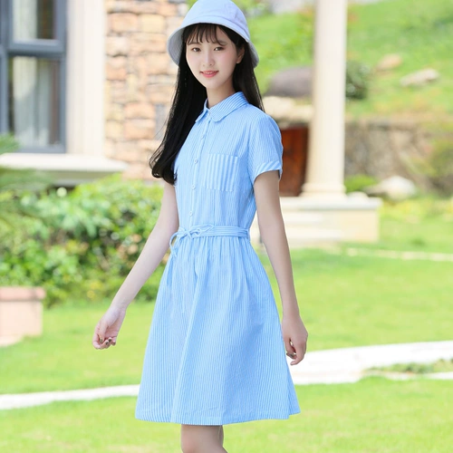 Летнее свежее длинное платье для школьников, для средней школы, в корейском стиле, по фигуре, средней длины