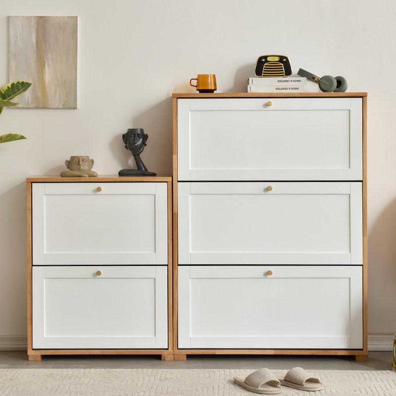 Solid Wood Shoe Cabinet Home Doorway Ultra Slim 17CM Containing Cabinet Economical Type Xuan Cabinet Large Capacity Containing Skip Bucket Shoe Cabinet