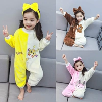 Girls Siamese Pyjama Fall / Winter Anti-Kicking Cartoon Baby Girl Baby Baby Túi ngủ Flannel Dày Coral shop quan ao baby