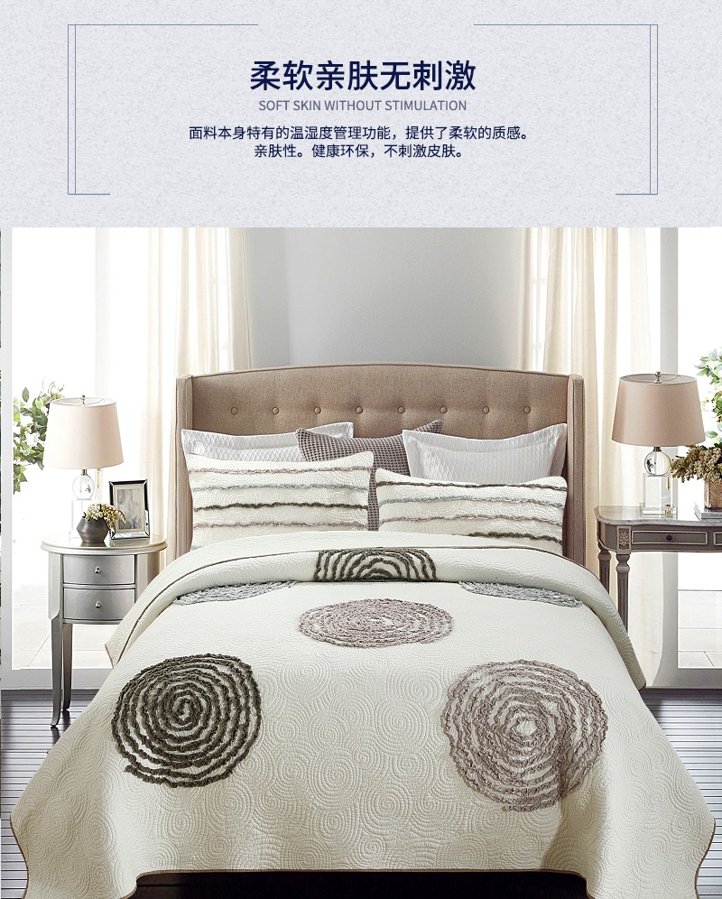 Bông thêu phong cách châu Âu có thể giặt được trải giường bằng vải bông ba mảnh trải chiếu bông điều hòa mùa hè mát mẻ là - Trải giường chăn trải giường