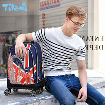 American TILAMI junior high school students hot rod school bag mute universal wheel portable large capacity decompression travel bag