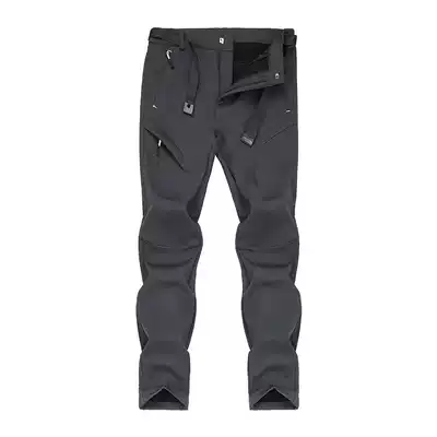 Du Suede winter outdoor assault pants men's elastic warm soft shell pants women plus velvet windproof waterproof sports mountaineering pants