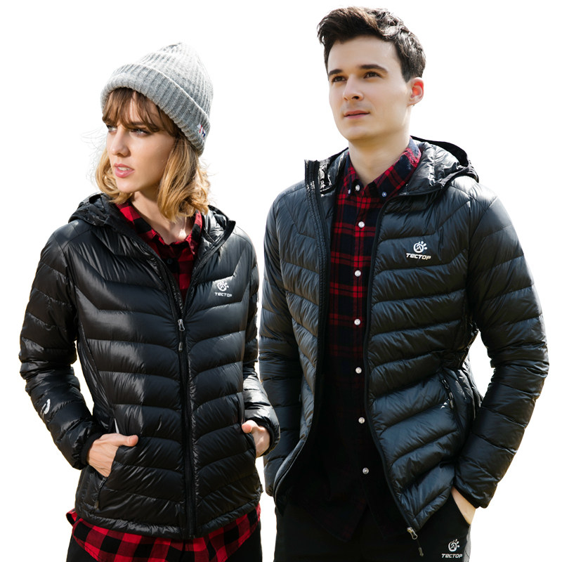 Tantuo autumn and winter outdoor down jacket women's middle length short light thick hooded down jacket men warm white duck down jacket