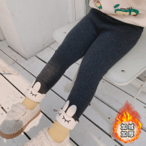Girls pants 2021 new autumn and winter baby velvet leggings wear foreign style baby medium thick warm pants female