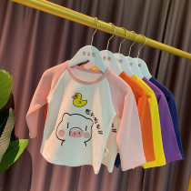 Boy girl long-sleeved body t-shirt pure cotton 2021 new female children autumn baby baby sweater men autumn thin section