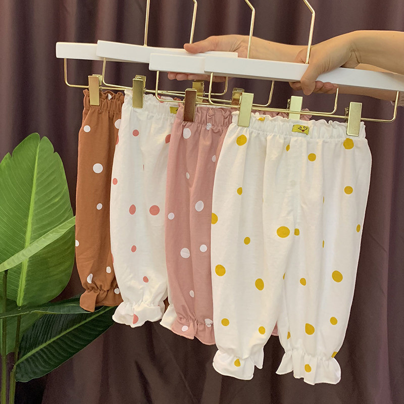 Girls pants Summer thin one-year-old girl baby baby mosquito anti-mosquito pants baby seven-pants baby lamps loose