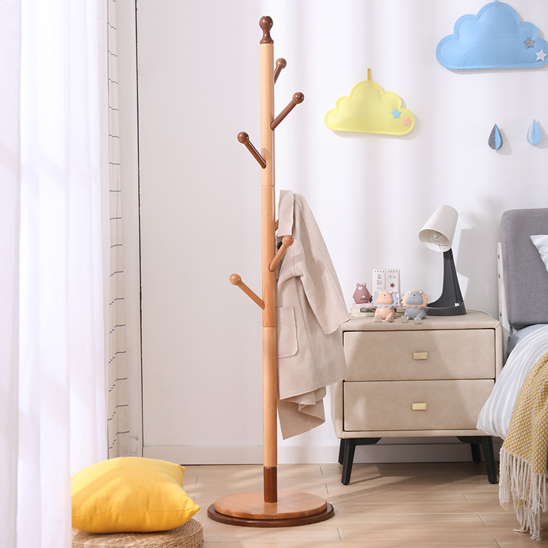 Cute children's cloak frame creative landing hanger rack household bedroom solid wood simple clothing shelf simple