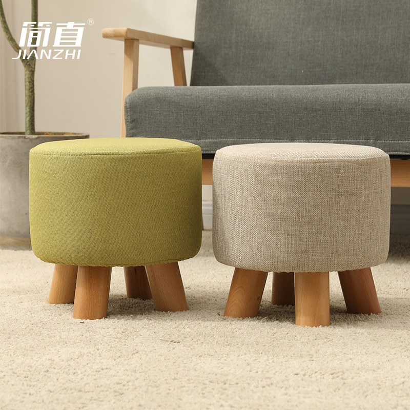 Small Stool Home Solid Wood Short Stool Fashion Living-room Fabric Sofa Stool bedroom Children small bench Stool Creative changing stool