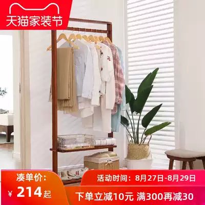 Hanger Floor-to-ceiling bedroom vertical hanger Simple solid wood coat rack hanger Household simple coat rack