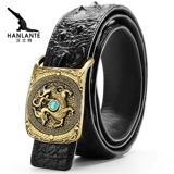 Ретро латунный ремень, Таиланд, крокодил, из натуральной кожи, для мужчины среднего возраста