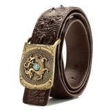 Ретро латунный ремень, Таиланд, крокодил, из натуральной кожи, для мужчины среднего возраста