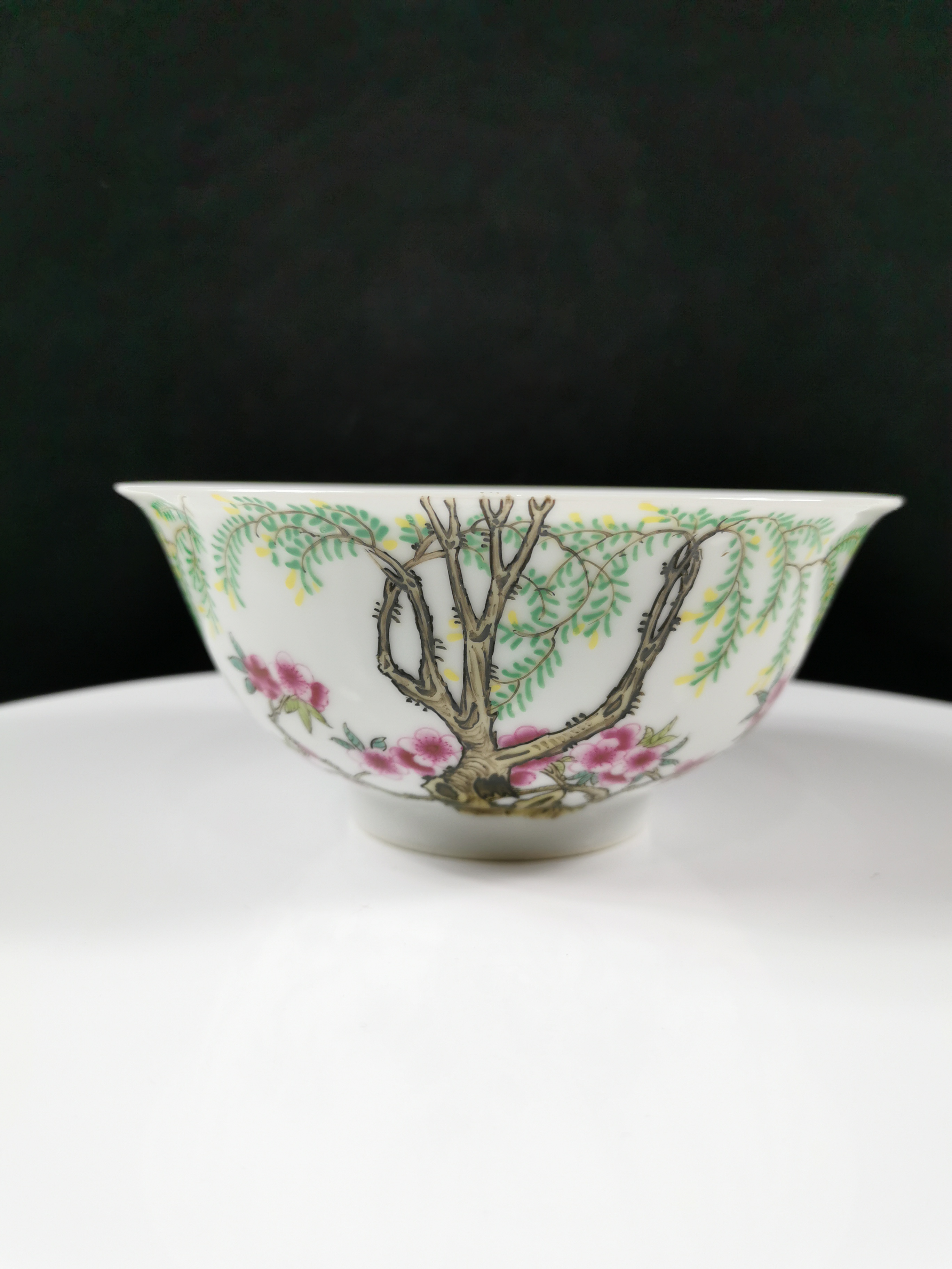 Jingdezhen Ceramic Ware Handmade Painting Pink Flowers Bird Imitation Ancient Bowl Living-room Bookroom Bogu Shelf Home Decoration Pendulum I-Taobao