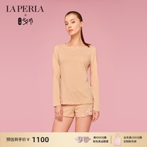 LA PERLA WOMENs HOME WEAR SOUPLE ROUND NECK LUXURY EMBROIDERED LONG-sleeved PAJAMA TOP SUMMER