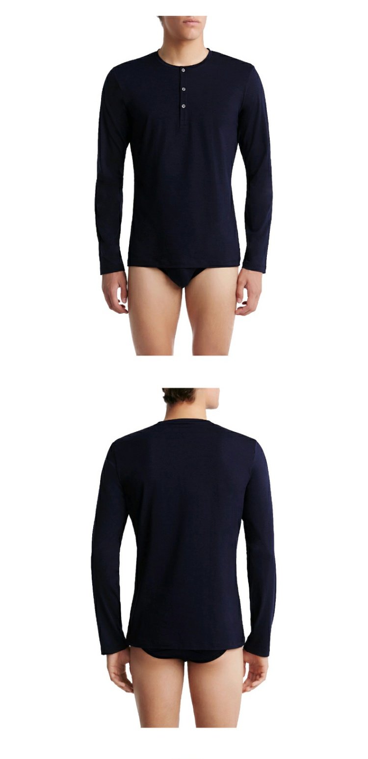 Bộ đồ ngủ nam LA PERLA Top CHALLENGE Dòng mới Áo thun dài tay thoải mái Nút thời trang hàng đầu đồ bộ pijama