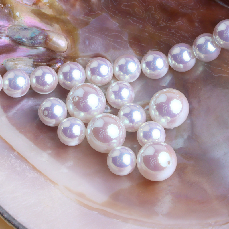 Shijia Pearl Seven-Color Strong Luster Imitation Japanese Akoya Fairy Pearl Aurora Perfect Round Imitation Mabe Loose Beads DIY Jewelry