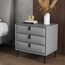 Russian imported pine wood custom-made simple modern minimalist Nordic drawer leather bedroom bedside table high-end leather bed