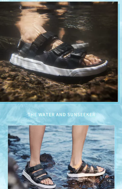 Giày dép nam Xtep 2019 hè mới Giày đi biển bình thường Velcro đế mềm đế mềm ngoài trời giày thể thao nam - Giày thể thao / sandles