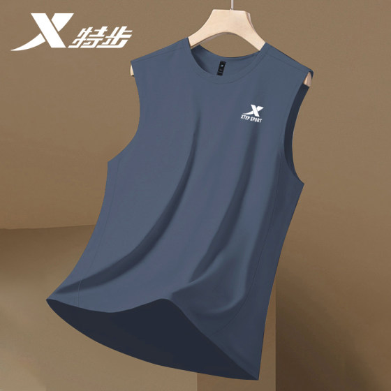 特步速干背心男2025新款夏季男士圆领无袖t恤健身透气训练运动服