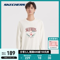 Skechers Skech 2023 men and women flowers creative printed jackets comfortably with white knitted tops