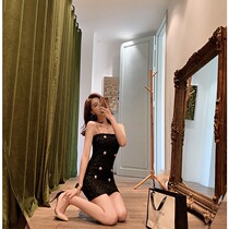 Ye Xiaoxian dress black sling big brand small fragrant wind celebrity party birthday party short party dress