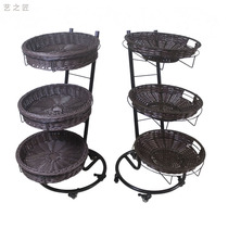 Display Shelf Display Water Fruit Basket Imitation Vine Woven Containing Basket Head Basket Fruit And Vegetable Display Basket Head Basket Mobile Rack