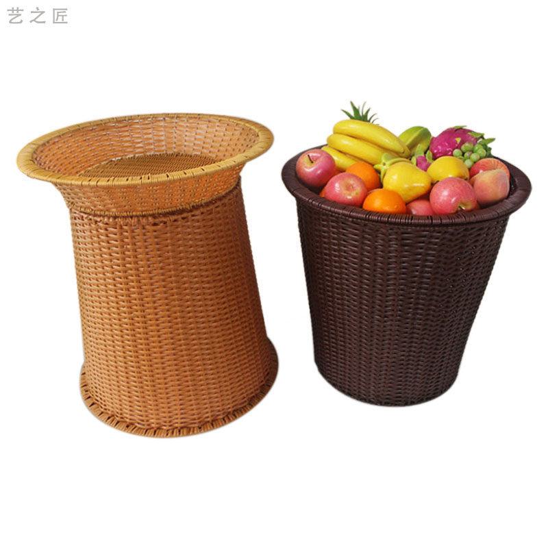 Supermarket shelf basket fruit promotion display display basket storage basket imitation rattan woven floor stacking basket tray plastic round