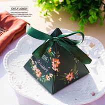 Mori happy candy box Carton gift box bag Dark green European-style wedding wedding supplies creative candy box packaging box