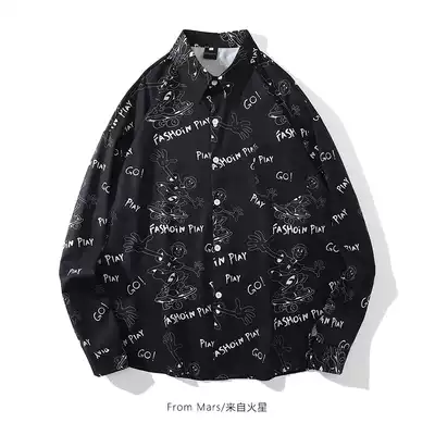 From Mars to the future American cartoon fun long sleeve shirt Tide brand hip hop oversize cardigan