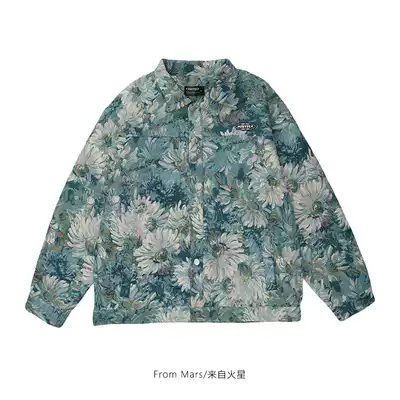 From Mars Monai Garden American retro oil painting full of denim men's Tide brand street loose tooling jacket