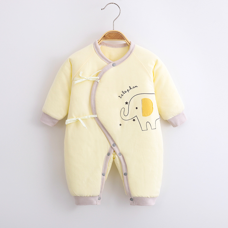 Newborn baby warm even body clothing newborn monk clothes spring autumn and winter baby first raw clip cotton thickened lacing cotton clothing