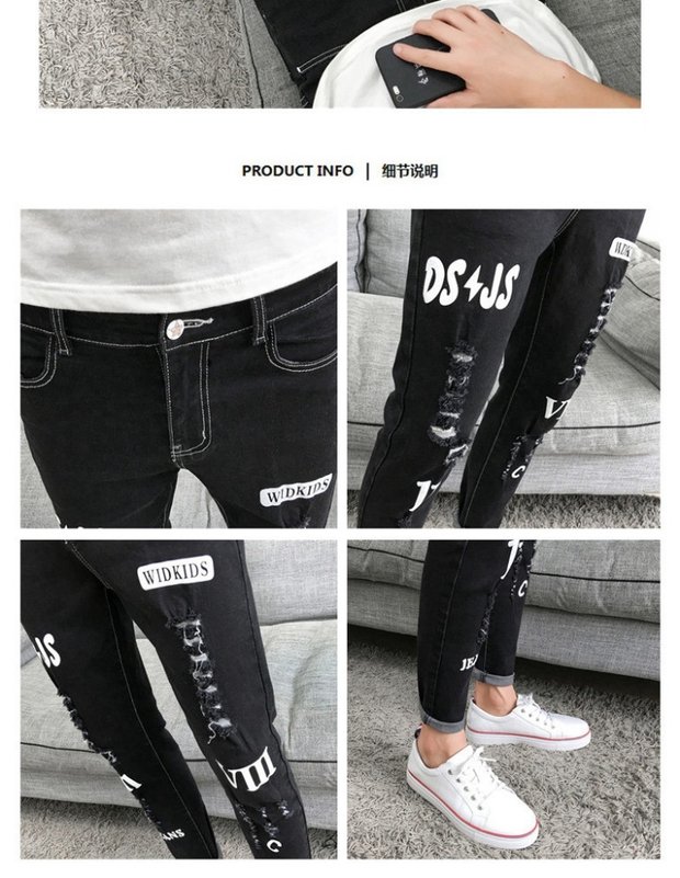 Mùa hè mỏng phần nam lỗ chín điểm quần jeans nam chân thon dài phiên bản Hàn Quốc hoang dã của xu hướng quần xuân hè thời trang nam