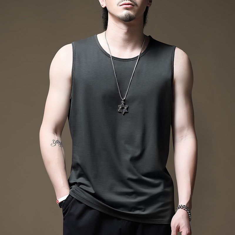 2 pieces) Modale vest men's boomer fitness sports basketball loose summer pure cotton sleeveless T-shirt male tide
