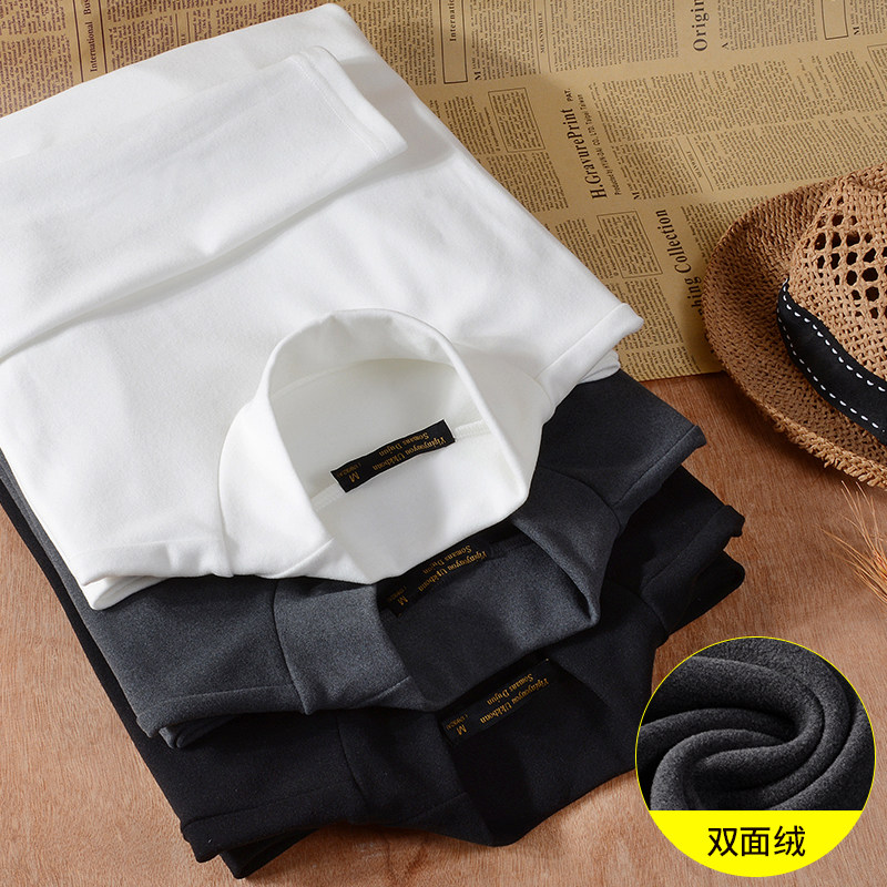 2 pieces) Long sleeves T-shirt for men's autumn and half height collars and cold and warm Develled with undershirt inner hitch