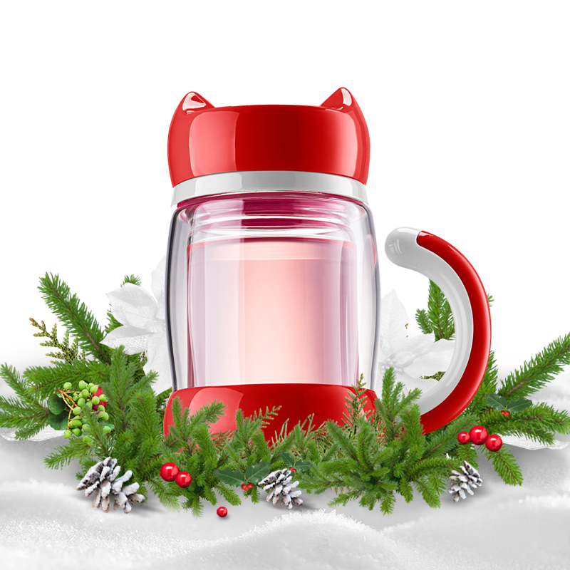 Kailin Cat Glass Limited Red Christmas Day Wedding Holiday Filter Cup Creative Cup