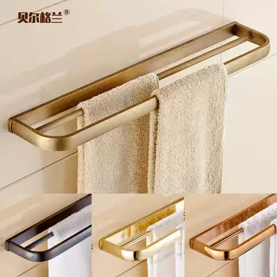 All copper antique double pole towel rack towel bar towel hanging European style pastoral hardware pendant supplies upgrade