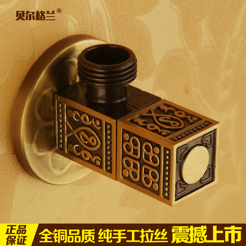 Carved European style antique all copper triangle valve all copper cold and hot thick angle valve standard universal BL-D4003
