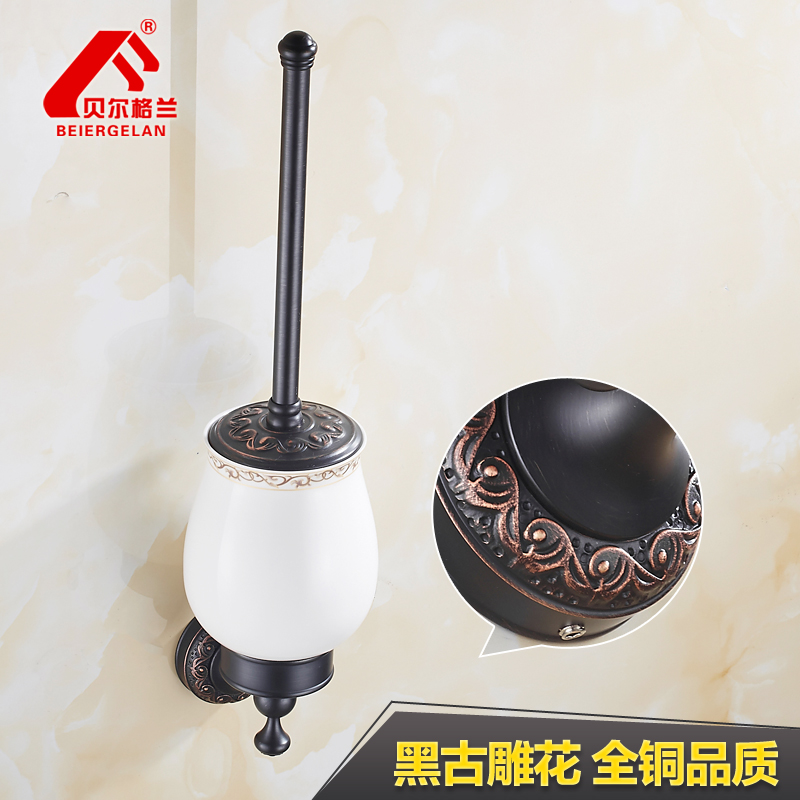 Belgran American retro black bronze full copper toilet brush holder toilet cup set bathroom pendant