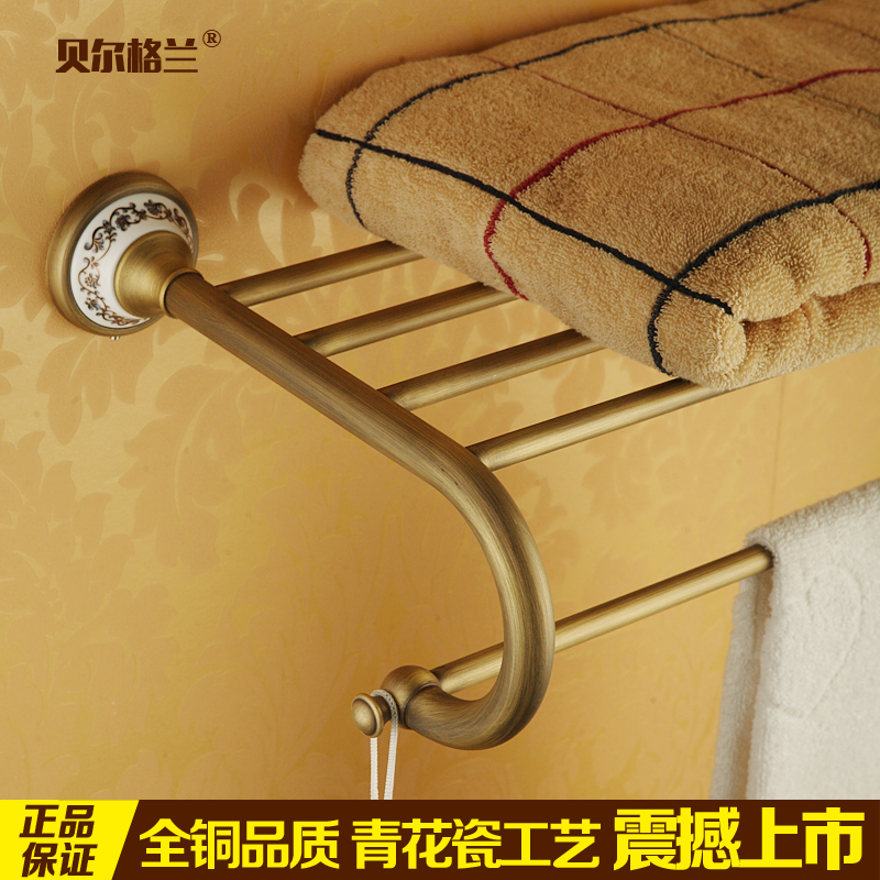 Belgland Antique antique bath towels Green Flowers Ceramics Full Copper Bathroom Pendant Eurostyle Woolen Towel Rack Dressing Room Pendant