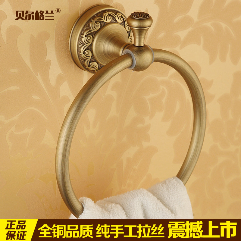 Pure copper carved European towel ring Towel hanging ring All copper towel ring Towel bar Towel rack European pendant