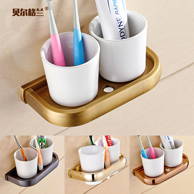 All copper antique European gargle cup double cup shelf Vintage ceramic cup set creative new