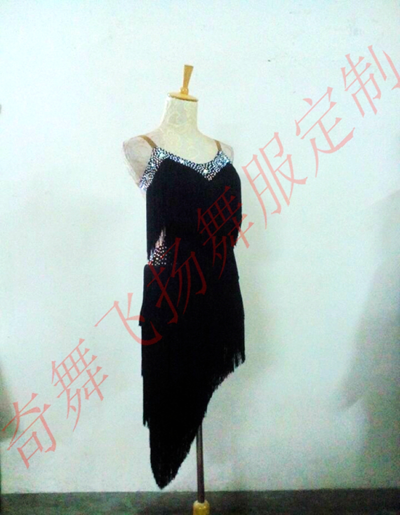 Customized high-end Latin dance competition performance costumes tassel and diamond Latin dance dress tailored