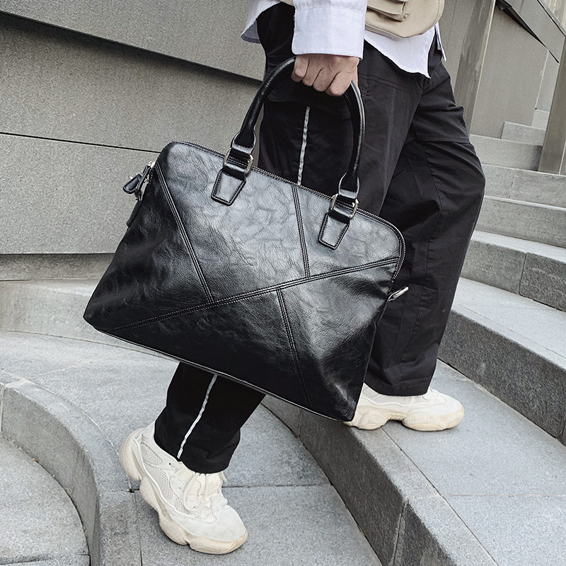 European Station Business Package Men's handbag genuine leather single shoulder briefcase men's bag minimalist Computerized Bag Tide