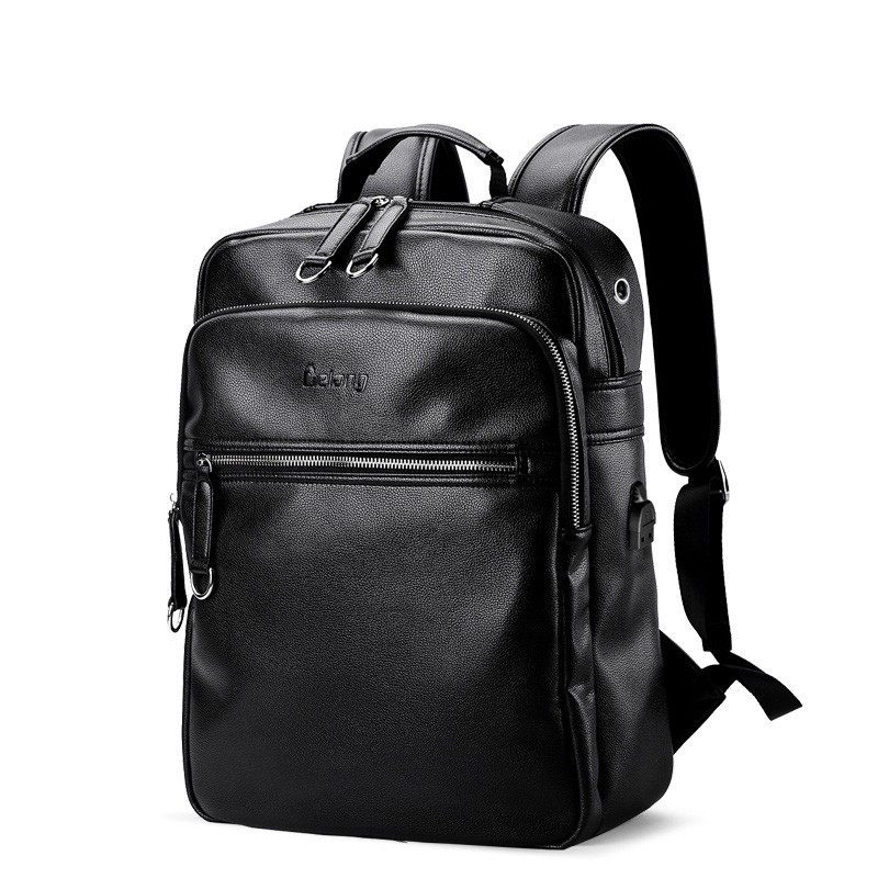 European station leather fashion backpack men's travel backpack sports student schoolbag Korean version computer bag leisure bag
