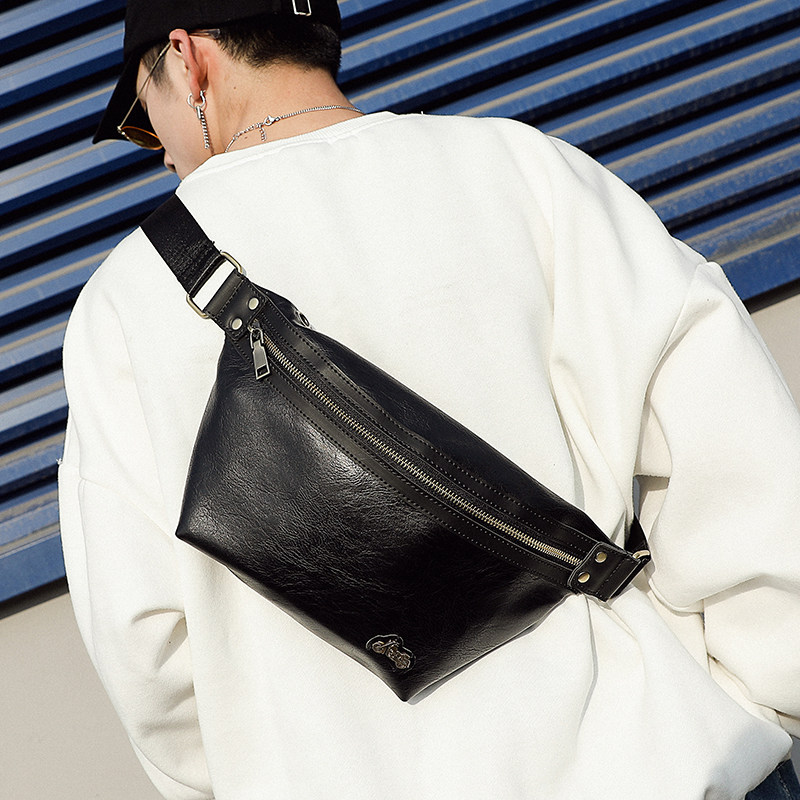 New Retro Men's Chest Bag Fashion Youth Small Chest Bag Shoulder Bag Sports Cycling Diagonal Bag Leather Waist Bag Trend