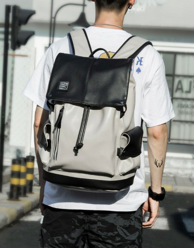 Tide-brand shoulder bag boybag high school college college bag leisure trend leather travel men's backpack