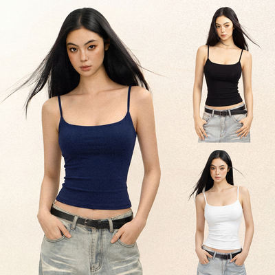 OFFSOUL European and American hot girl style large round-neck halter top for women's summer sexy low-cut slimming top Instagram